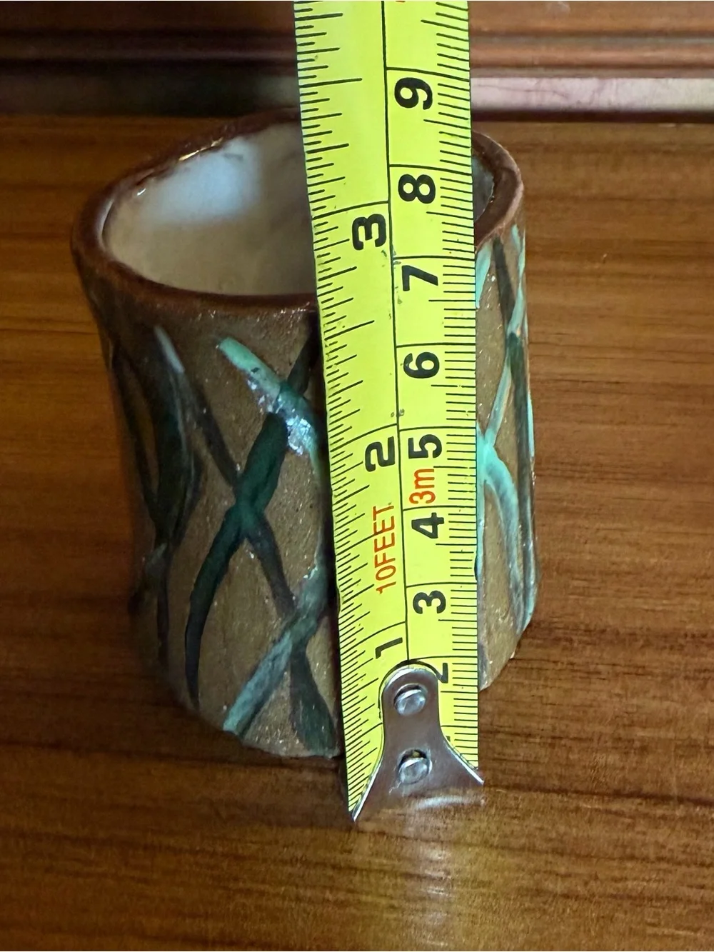 Vintage Studio Art Pottery 3pc Set Palm Tree Trinket Dish Cup Leaf Signed MKK